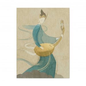 Cloud Music – Mystical Woman Playing Lute on Canvas